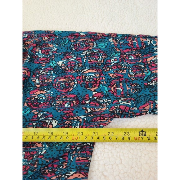 [144] LULAROE Women's Size 3 Blue Open Waterfall Cardigan Pink Floral Pattern - Picture 4 of 7